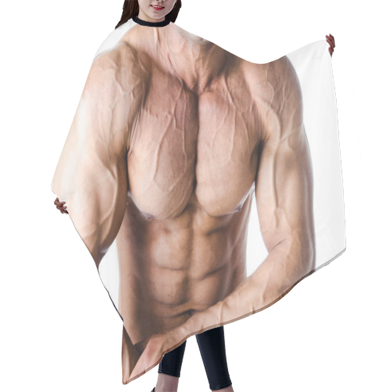 Personality  Muscular Torso, And Arms Of Male Bodybuilder Hair Cutting Cape