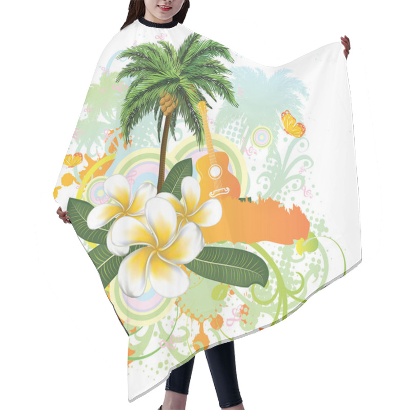 Personality  Tropical Background With Guitar Hair Cutting Cape