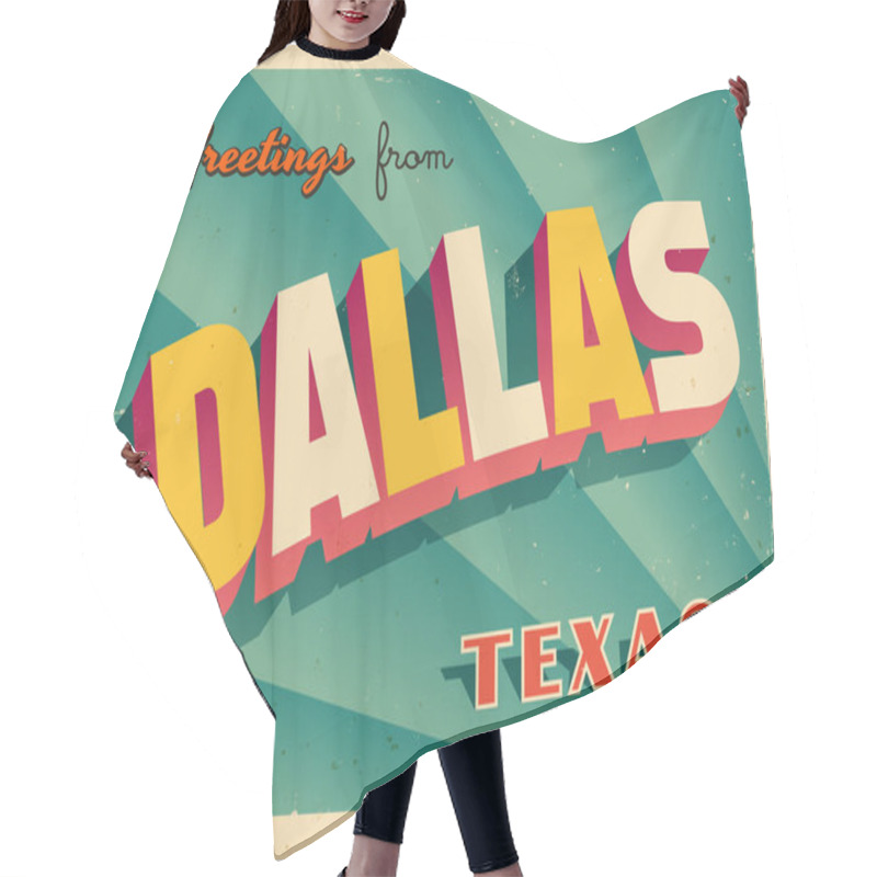 Personality  Greetings From Dallas, Texas, USA - Wish You Were Here! - Vintage Touristic Postcard. Vector Illustration. Used Effects Can Be Easily Removed For A Brand New, Clean Card. Hair Cutting Cape