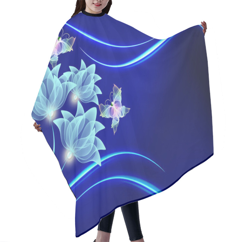 Personality  Transparent Flowers And Butterfly Hair Cutting Cape