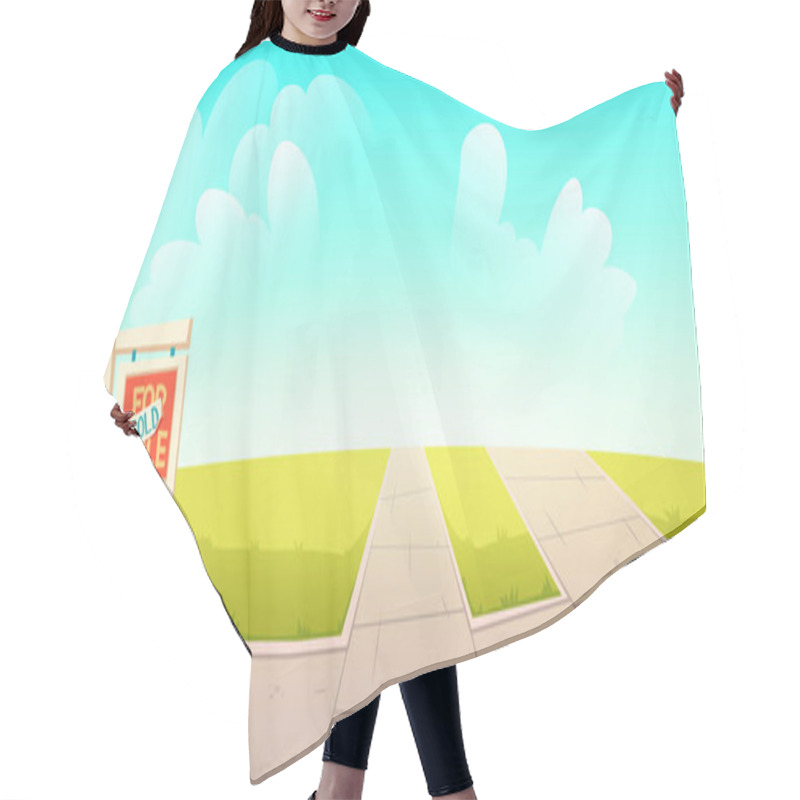 Personality  Empty Outdoors Nature Place With Sold Signboard Hair Cutting Cape