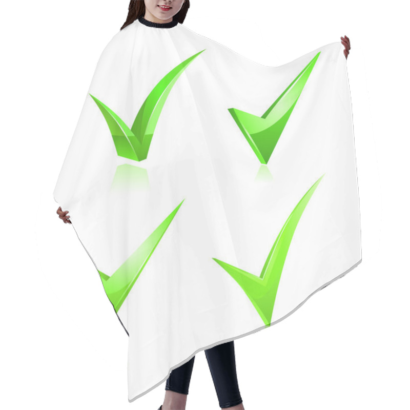 Personality  Vector Set Of Green Checkmark Hair Cutting Cape