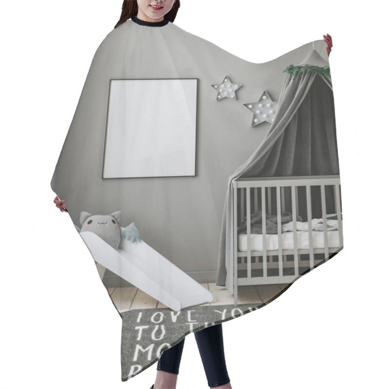 Personality  Poster Frame Mockup In Contemporary Children Room, 3d Render Hair Cutting Cape