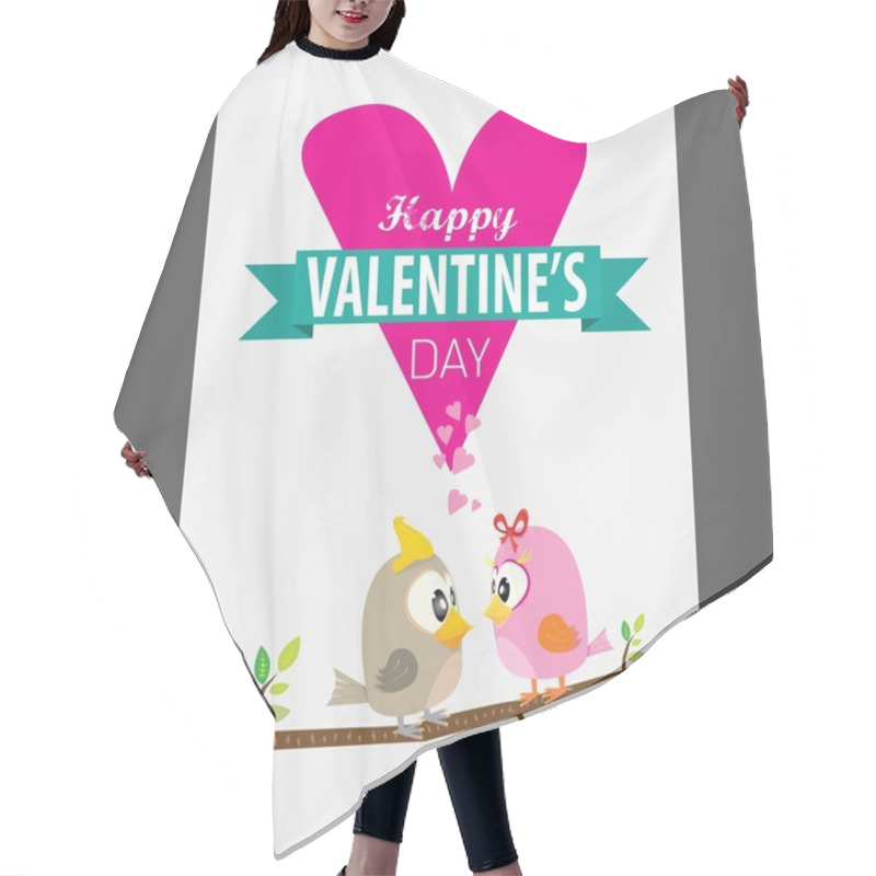 Personality  Valentine Day Beautiful Card With Couple Birds Hair Cutting Cape