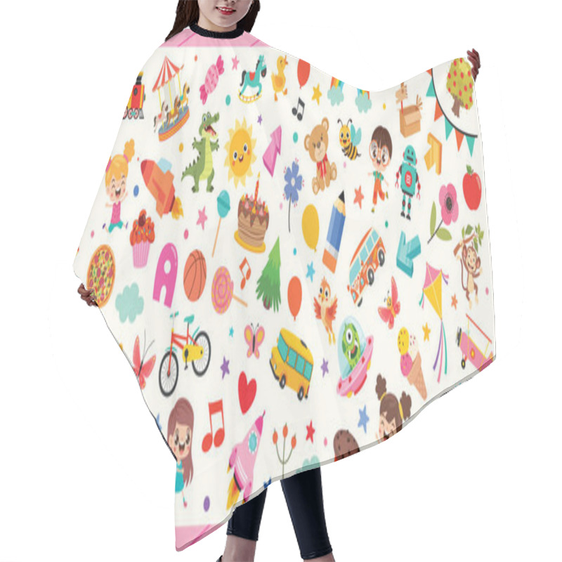 Personality  Background With Childish Doodle Illustrations Hair Cutting Cape