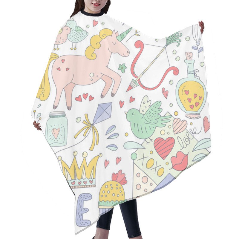 Personality  Valentines Day Doodle Collection Hair Cutting Cape