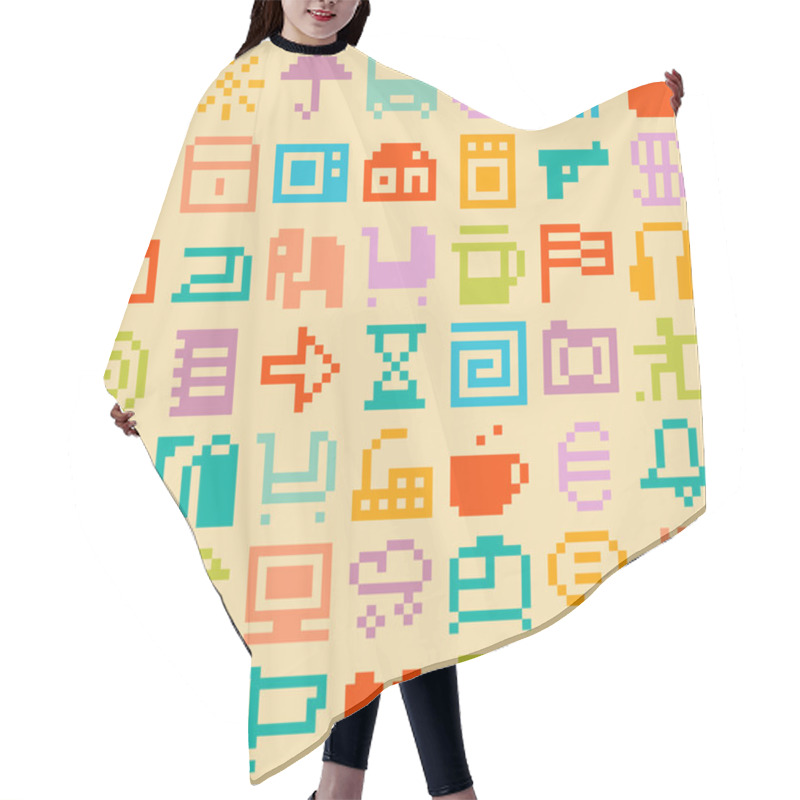 Personality  Pixel Seamless Pattern Hair Cutting Cape