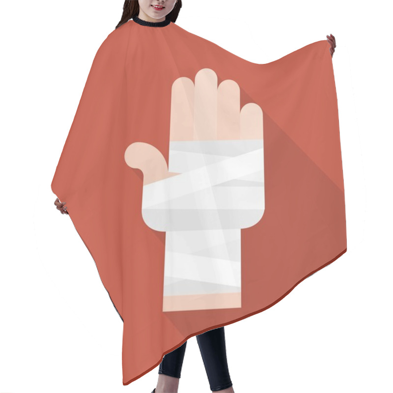 Personality  Vector Hand And Bandage Icon, Flat Design Hair Cutting Cape