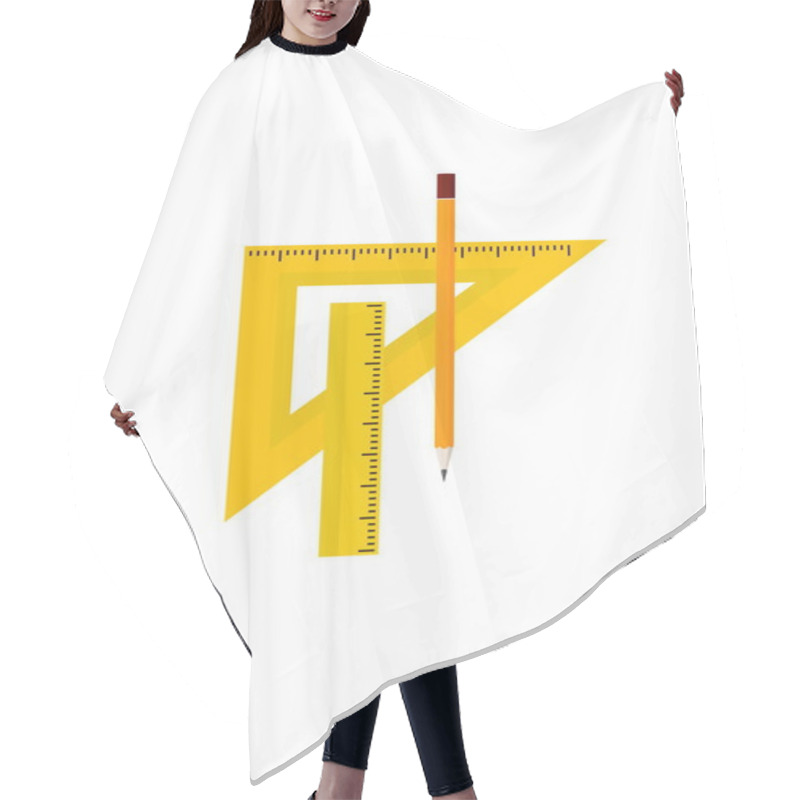 Personality  Stationery Set For The Drawing, Draughtsmanship And Measurements: Yellow Ruler, Triangular Straight Corner Ruler And Pencil Hair Cutting Cape