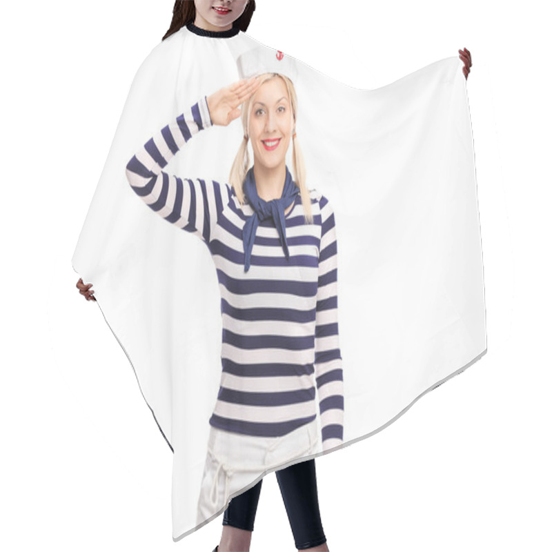 Personality  Young Female Sailor Saluting Hair Cutting Cape