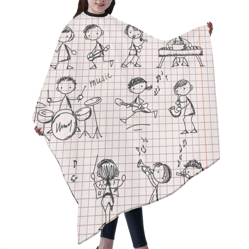 Personality  Set Of Music Doodles Hair Cutting Cape