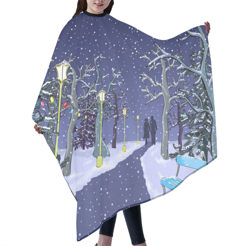 Personality  Winter Park At Night Hair Cutting Cape