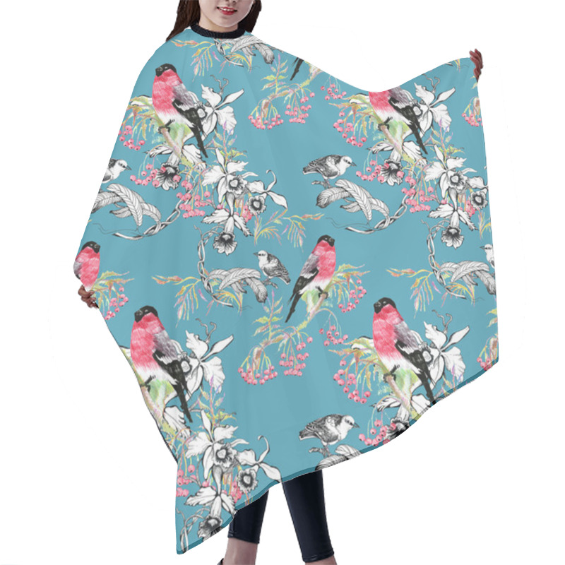 Personality  Birds On Branch Seamless Pattern Hair Cutting Cape