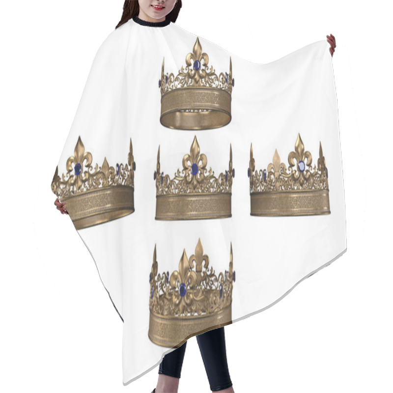 Personality  Medieval Jeweled Crown On Isolated Background, 3D Illustration, 3D Rendering Hair Cutting Cape