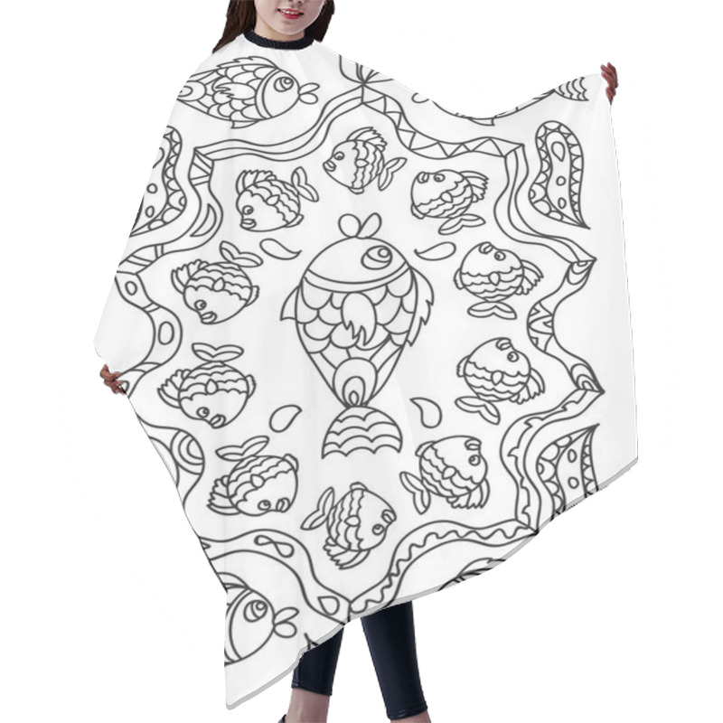 Personality  Fish Zentangle Hair Cutting Cape