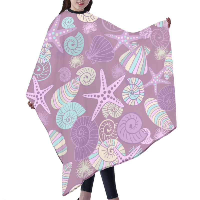 Personality  Starfishes And Seashells Seamless Pattern Hair Cutting Cape