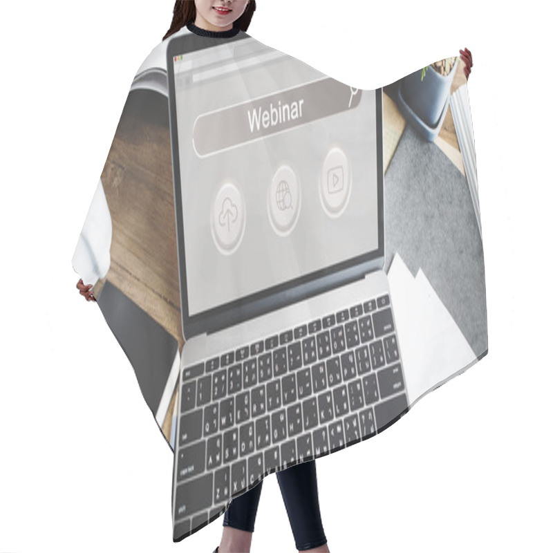 Personality  Laptop With Information On Screen Hair Cutting Cape