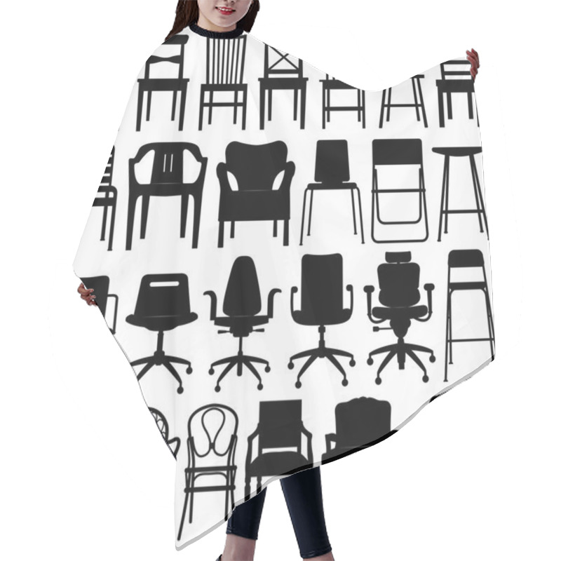 Personality  Chair Black Silhouette Set Hair Cutting Cape