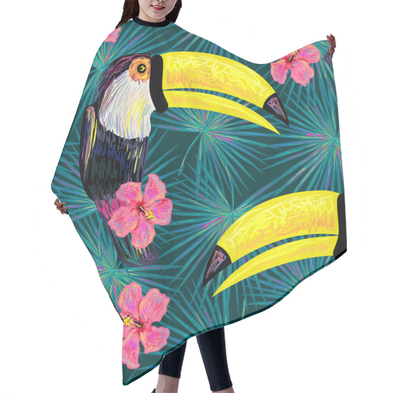 Personality  Jungle Pattern With Toucan Exotic Birds Hair Cutting Cape