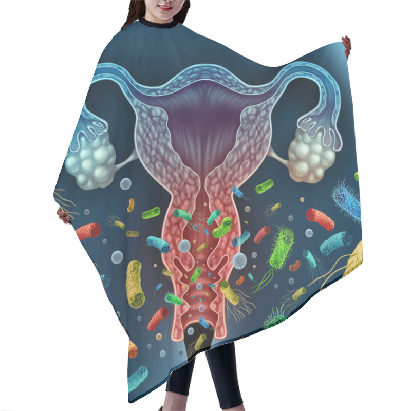 Personality  Bacterial Vaginosis Concept As A Vaginal Inflammation Caused By Bacteria Infection In The Vagina With 3D Illustration Elements. Hair Cutting Cape