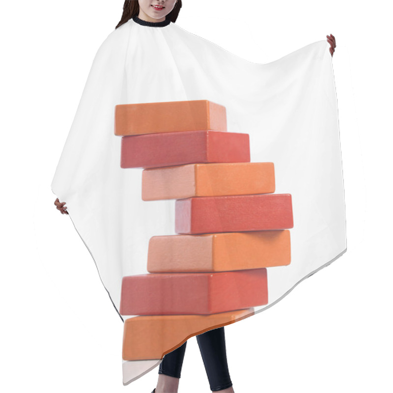 Personality  Stack Of Red Wooden Blocks  Hair Cutting Cape