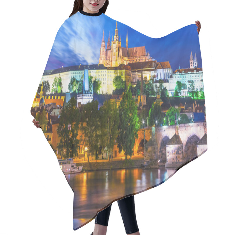 Personality  Night Scenery Of Prague, Czech Republic Hair Cutting Cape