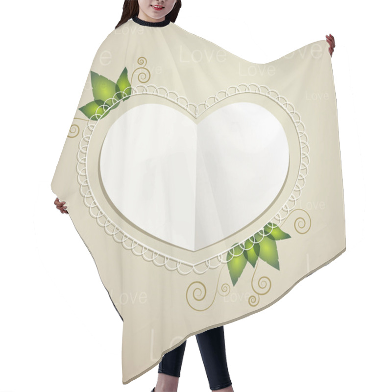 Personality  Vector Heart Shaped Paper Card. Hair Cutting Cape