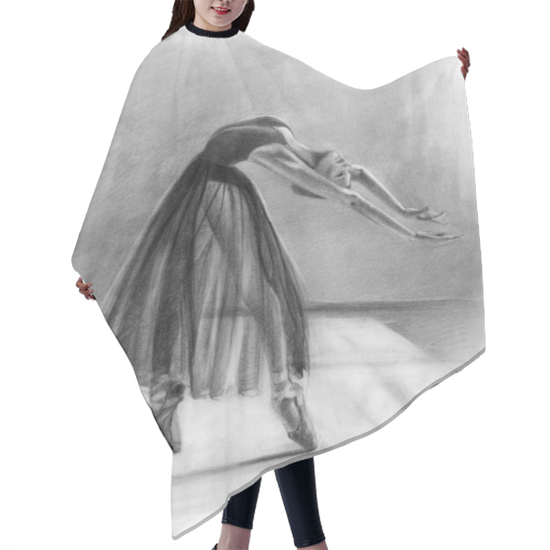 Personality  Ballerina In Dance. Sketch. Graphic Arts. Pencil Drawing Hair Cutting Cape