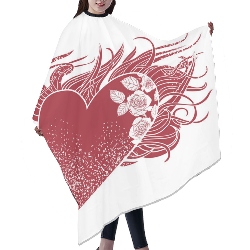 Personality  Flaming Heart Hair Cutting Cape