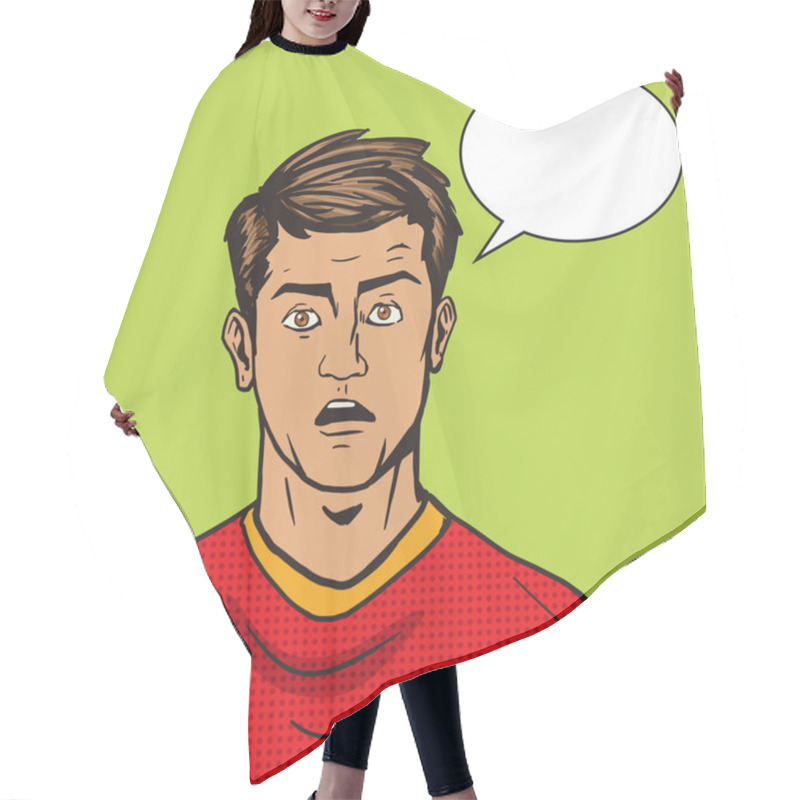 Personality  Surprised Man Pop Art Style Vector Illustration Hair Cutting Cape