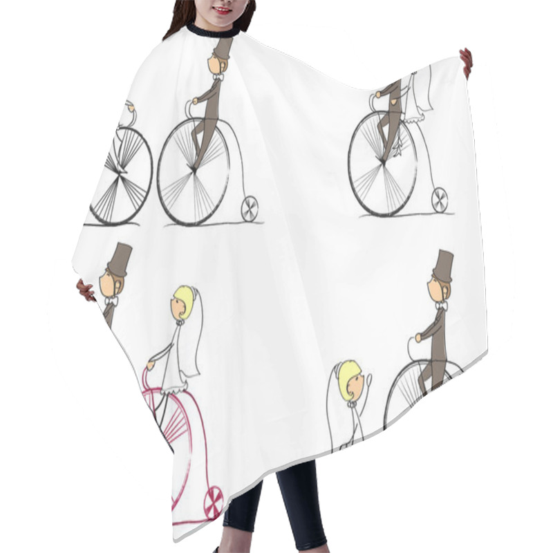 Personality  Love Boy And Girl Ride A Bicycle Hair Cutting Cape