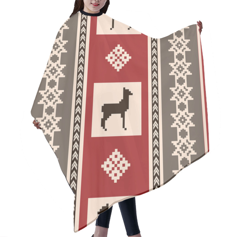 Personality  South American Fabric Pattern With Lamas Hair Cutting Cape