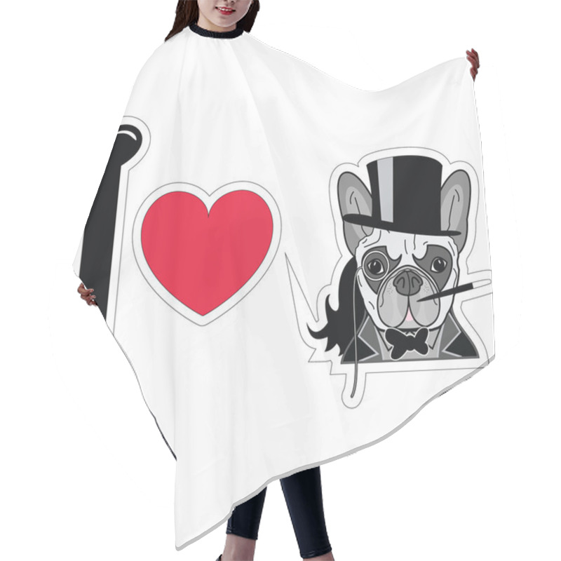 Personality  I Love French Bulldog Old Fashion Gentleman Style With Monocle And A Hat Hair Cutting Cape