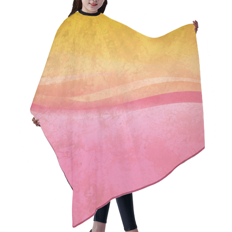 Personality  Grunge Yellow And Pink Abstract Wave Square Background Hair Cutting Cape