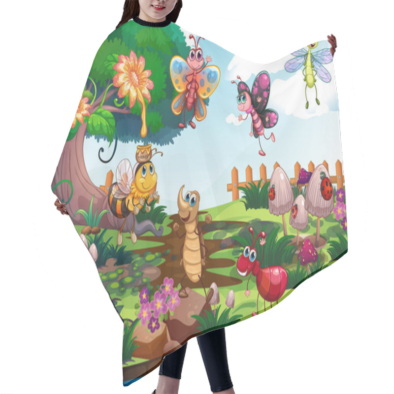 Personality  Butterflies And Bugs In The Garden Hair Cutting Cape