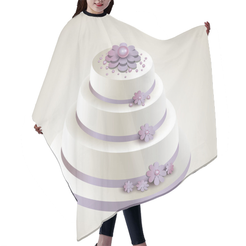 Personality  Vector Illustration Of A Wedding Cake With Flowers. Hair Cutting Cape