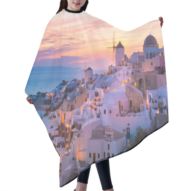 Personality  Lights Of Oia Village At Night Hair Cutting Cape