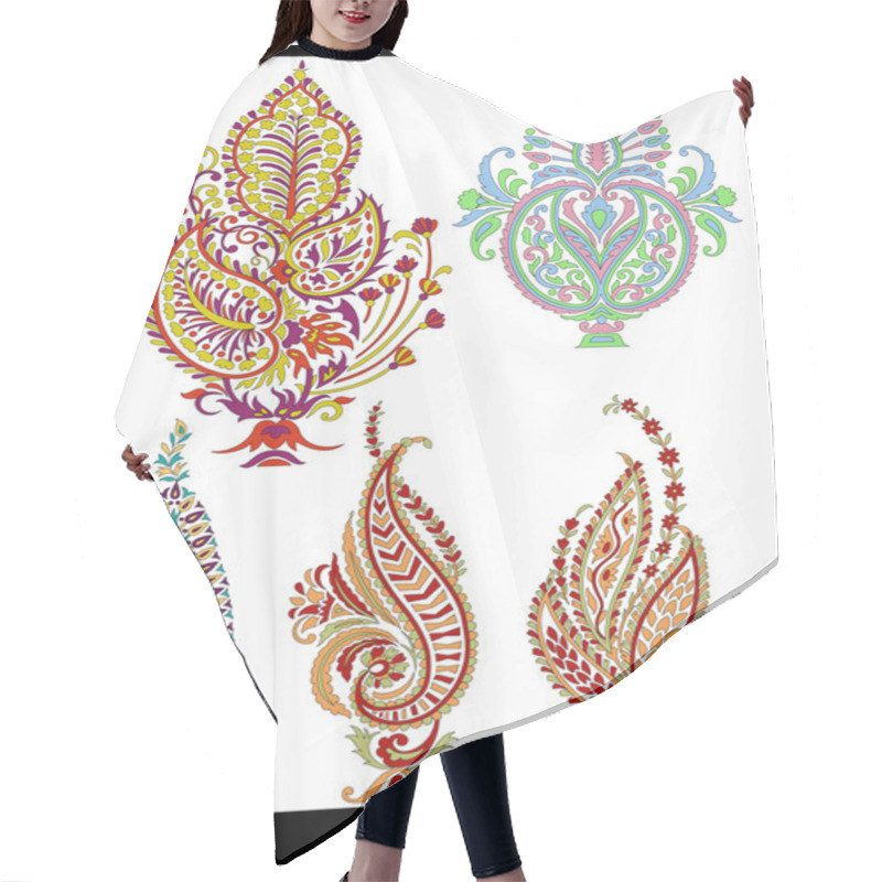 Personality  Textile Motif Art Work With Paisley And Floral Hair Cutting Cape