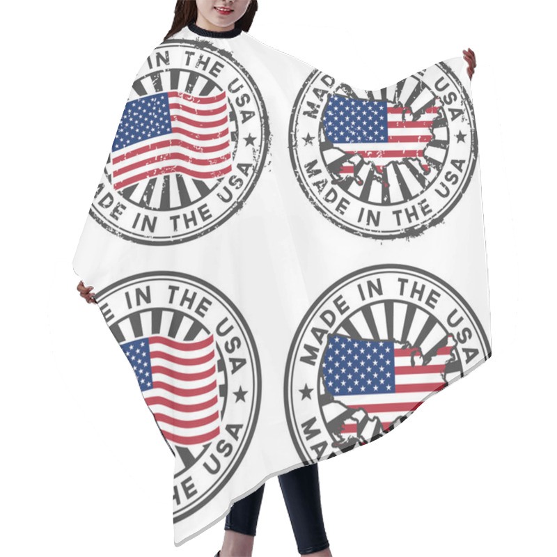 Personality  Stamp With Map, Flag Of The USA. Made In The USA. Hair Cutting Cape