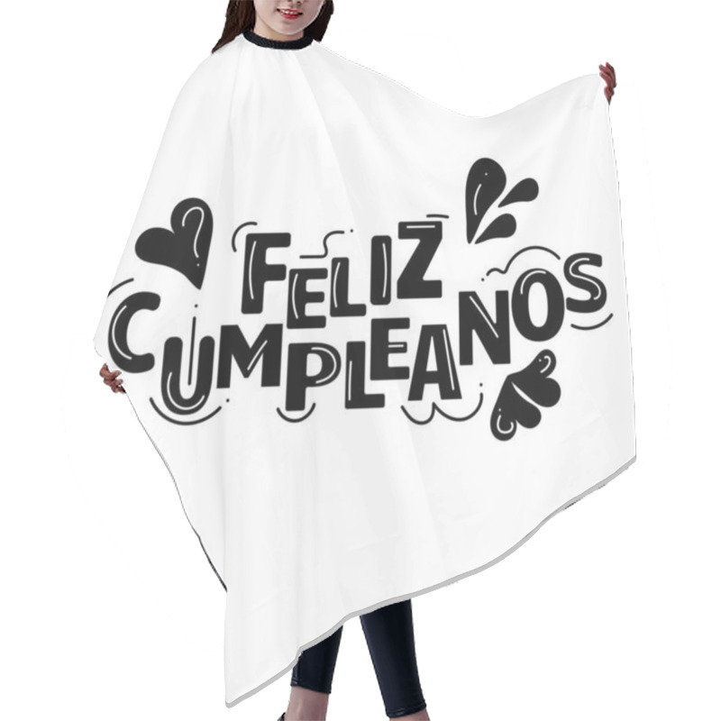 Personality  Silhouette Birthday Lettering. Vector Hair Cutting Cape