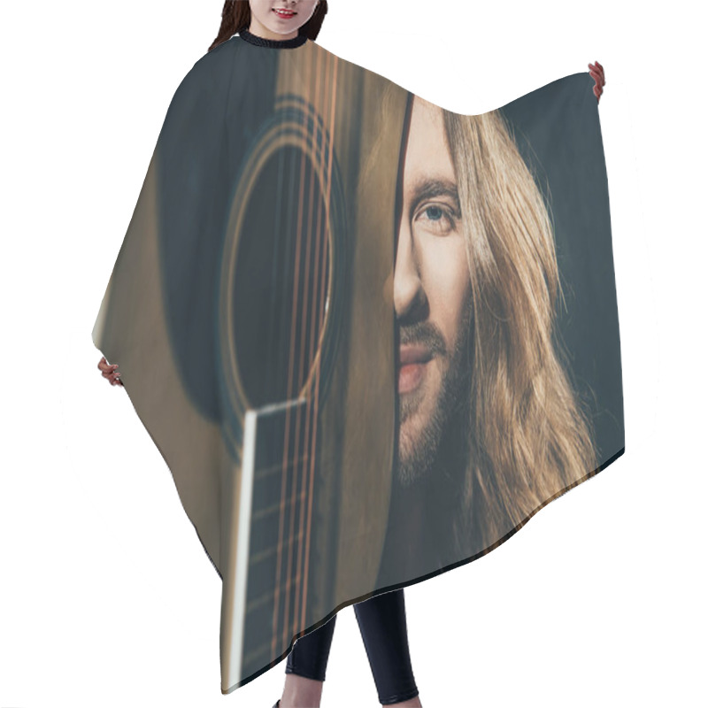 Personality  Handsome Man With Guitar Hair Cutting Cape