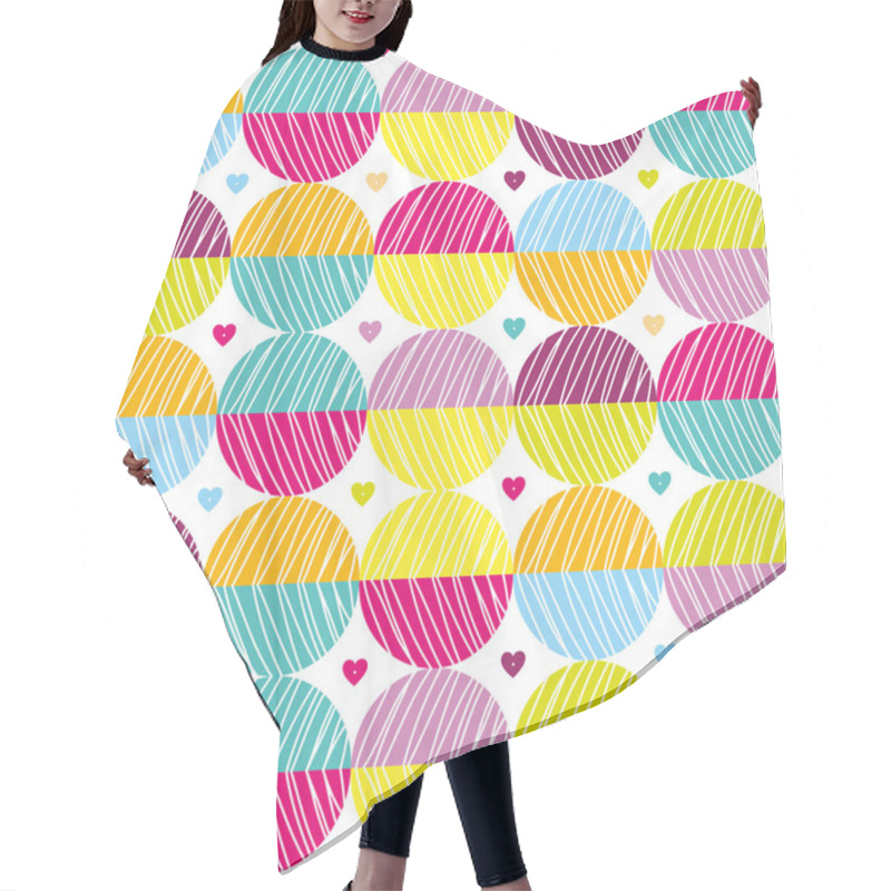 Personality  Seamless Pattern With Bright Circles And Hearts Hair Cutting Cape