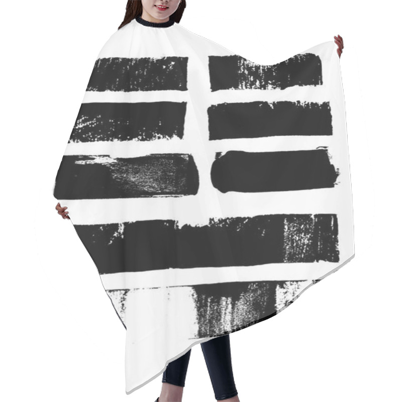 Personality  Rectangular Text Box. Vector Black Oil Stains Isolated On White. Hand Drawn Textured Design Elements. Hair Cutting Cape