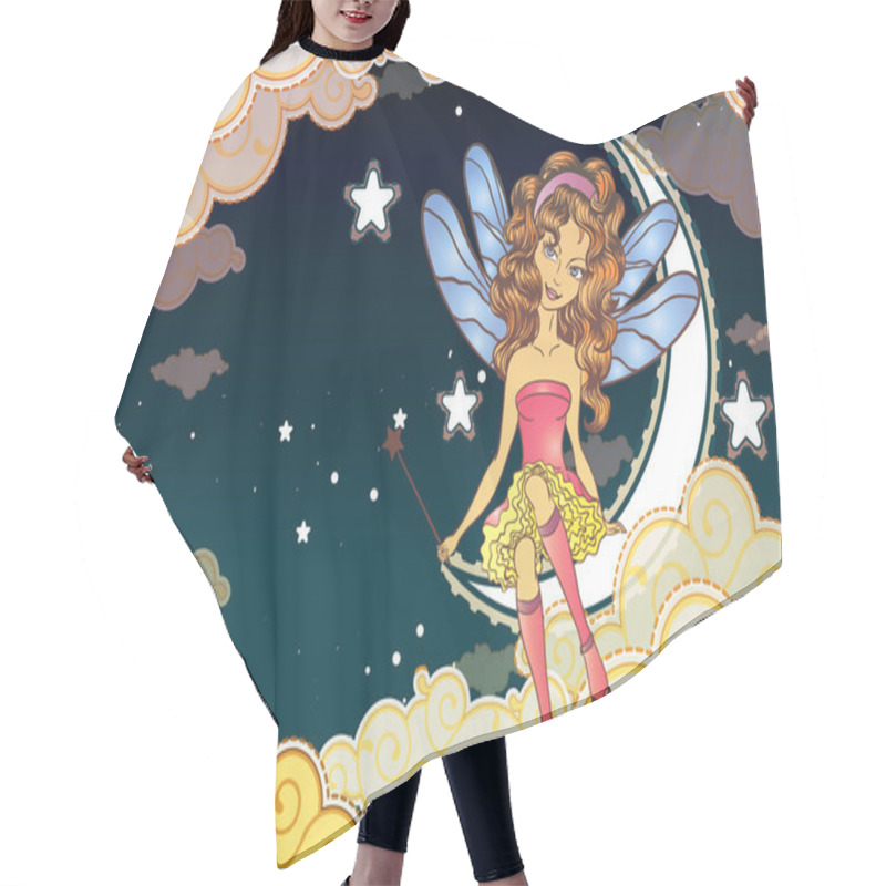 Personality  Little Fairy Sitting On The Moon Hair Cutting Cape