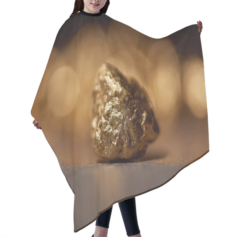 Personality  Selective Focus Of Golden Stone On Grey Marble And Blurred Sparkling Background Hair Cutting Cape