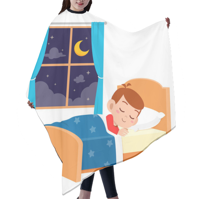 Personality  Happy Cute Little Kid Boy Sleep In The Night Hair Cutting Cape