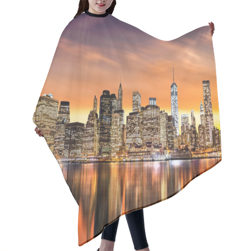 Personality  Sunset Over New York City's Financial District Hair Cutting Cape