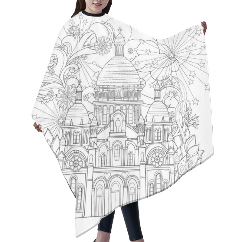 Personality  Zentangle Stylized Paris Cathedral Vector Doodle. Hair Cutting Cape