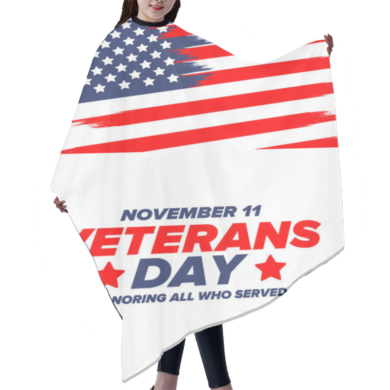 Personality  Veterans Day In United States. Federal Holiday, Celebrated Annual In November 11. Honoring All Who Served. Patriotic American Military Concept. Poster, Card, Banner And Background. Vector Illustration Hair Cutting Cape