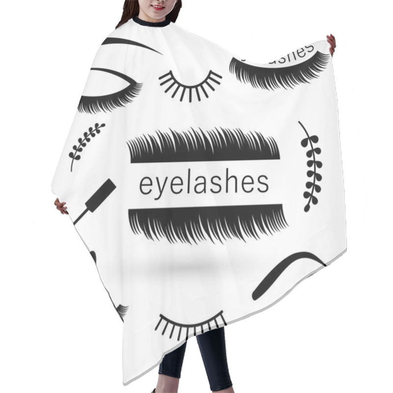 Personality  Eyelashes Icon Set Vector  Hair Cutting Cape